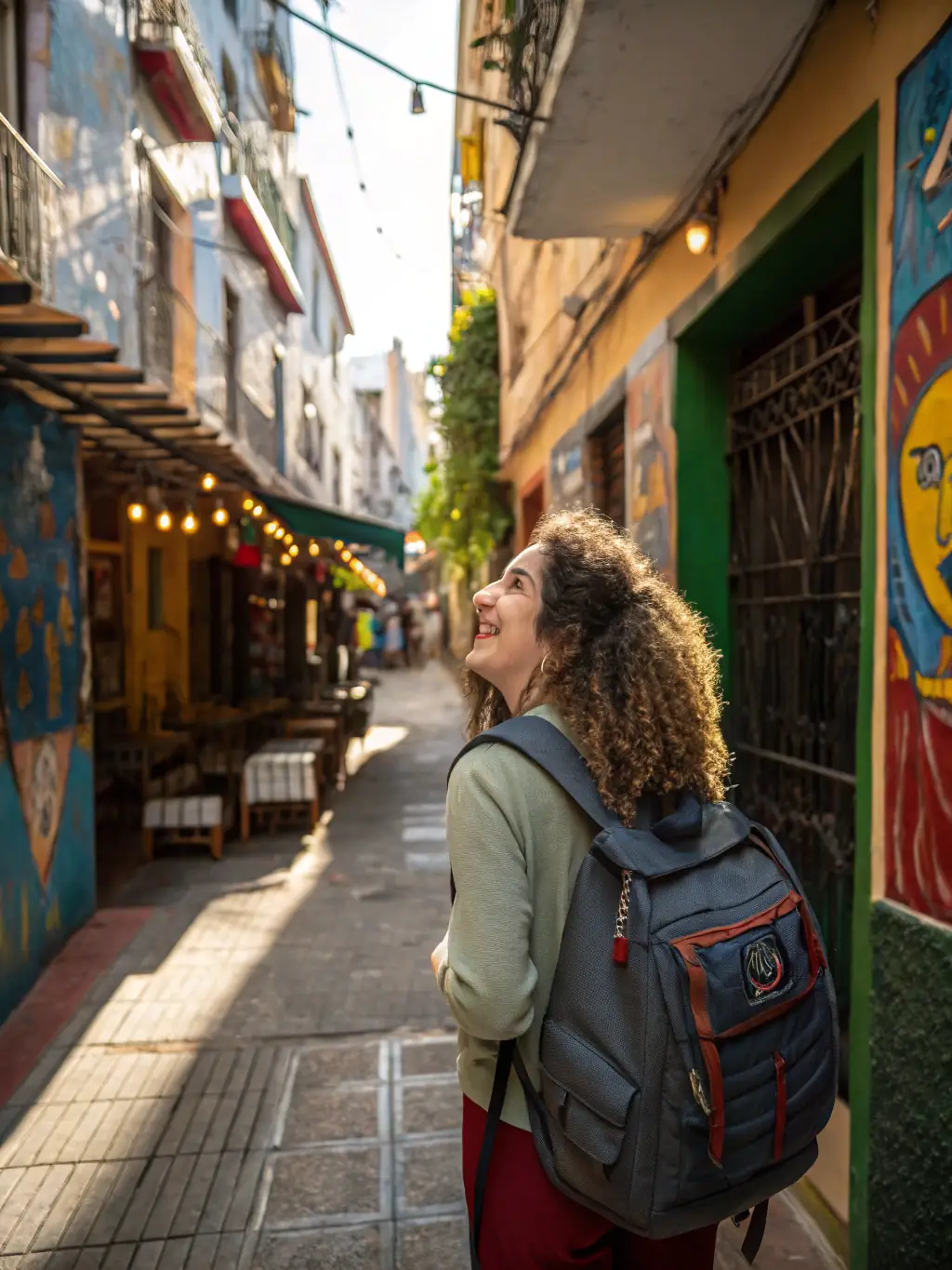 A vibrant image of a person exploring a bustling international city, capturing the essence of Lifestyle & Travel English.